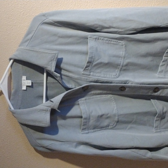 Gray/Blue J Jill Cotton Blend Shacket Light Sweatshirt Material LP - Picture 2 of 7